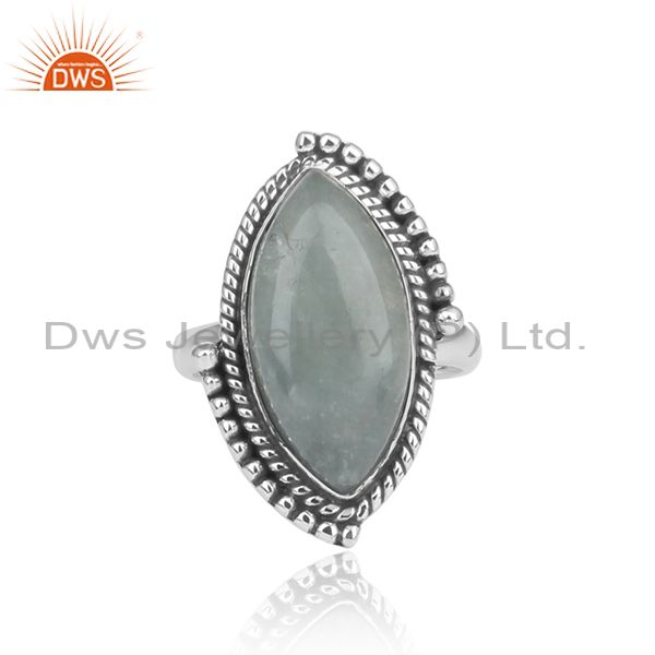 Exporter Aquamarine Gemstone Womens Silver Oxidized Ring Jewelry Supplier