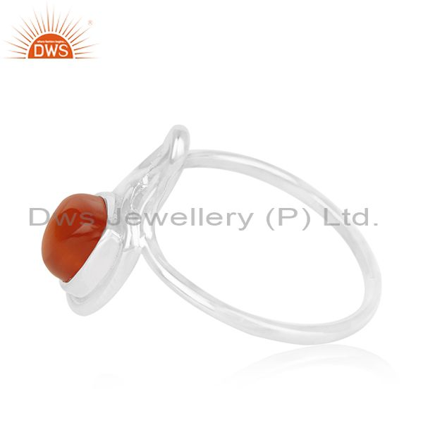 Exporter 925 Silver White Rhodium Plated Chalcedony Gemstone Ring Wholesale