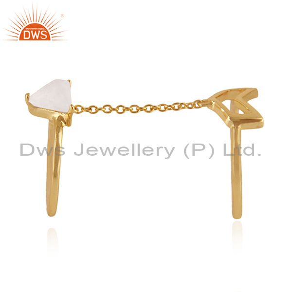 Exporter Arrow Shape Double Finger Sterling Silver Chain Ring Manufacturers