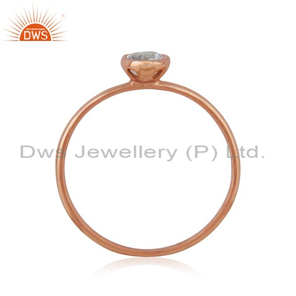 Exporter Blue Topaz Handmade Rose Gold Plated Sterling Silver Ring Jewelry Wholesale