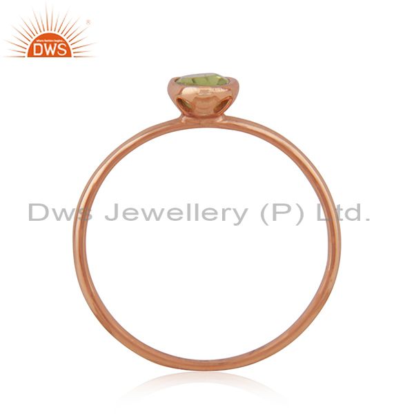 Exporter Oval Cut Peridot Gemstone Rose Gold Plated 925 Silver Ring Manufacturer Jaipur
