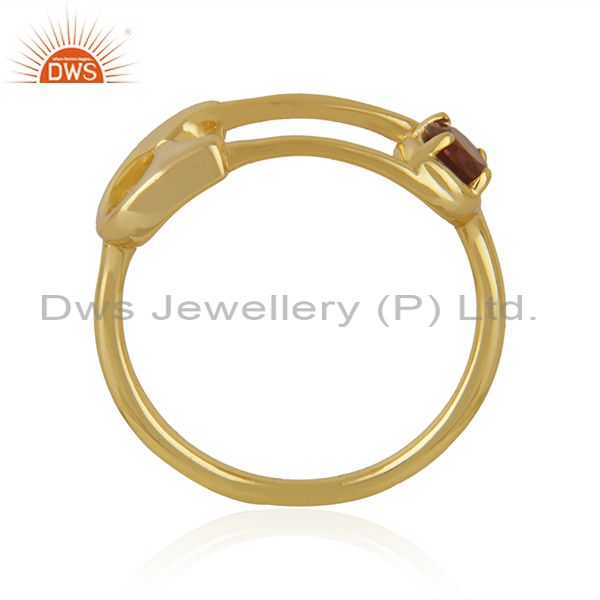 Exporter Customized Pin Design Gold Plated 925 Silver Garnet Gemstone Ring Wholesale