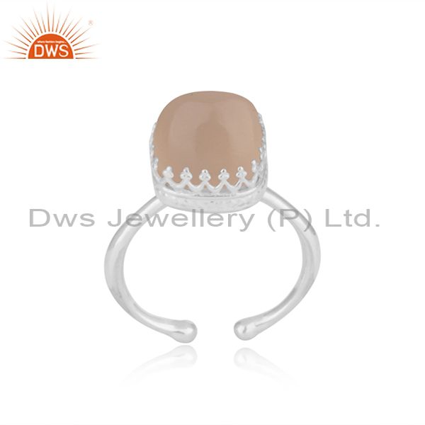 Exporter Rose Chalcedony Gemstone Handmade Sterling Silver Ring Wholesaler India