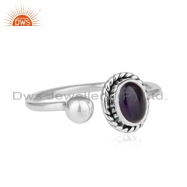 Exporter Antique Oxidized Sterling Silver Amethyst Gemstone Ring Jewelry