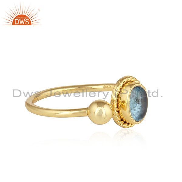 Exporter Designer Gold Plated 925 Silver Blue Topaz Gemstone Rings Jewelry