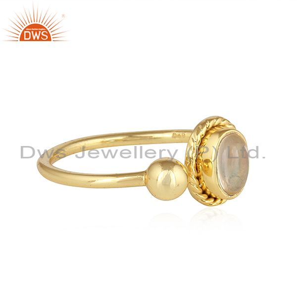 Exporter Designer Yellow Gold Plated 925 Silver Ethiopian Opal Gemstone Rings