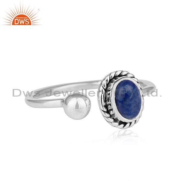 Exporter Natural Lapis Lazuli Gemstone Antique Sterling Silver Oxidized Rings