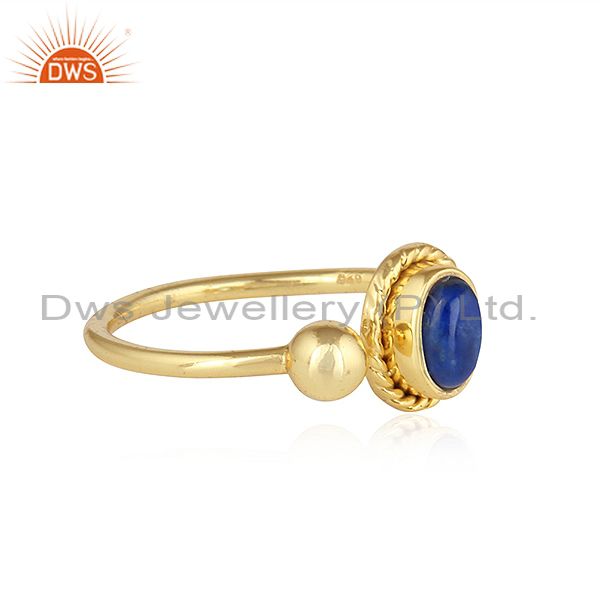 Exporter Lapis Lazuli Gemstone Hanmdade Design 18k Gold Plated Silver Rings