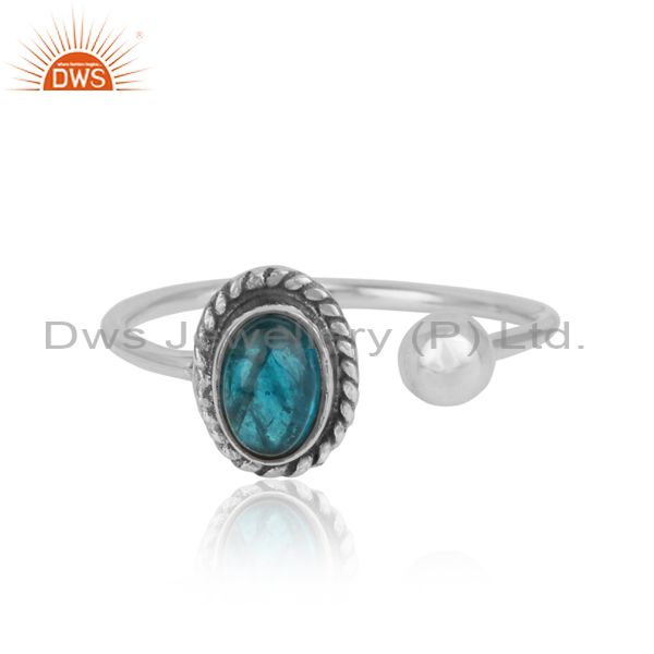 Designer oxidized on silver 925 with neon apatite womens rings