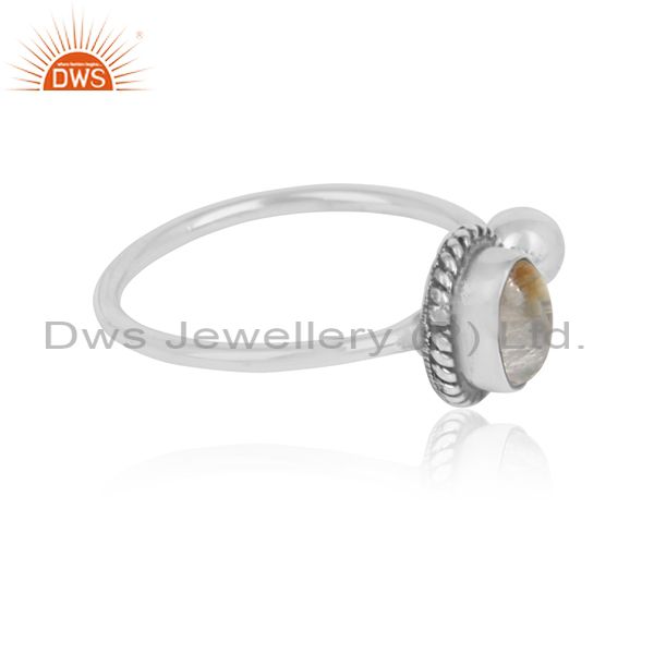Golden rutile gemstone designer oxidized silver 925 ring jewelry