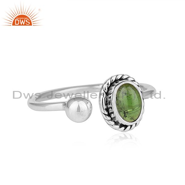 Exporter Designer Antique Silver Green Tourmaline Gemstone Ring For Womens
