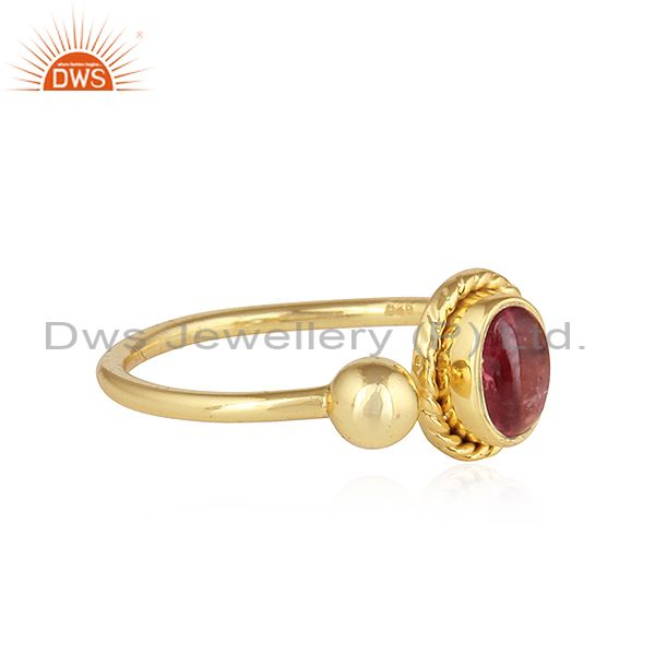 Exporter Pink Tourmaline Gemstone Womens Gold Plated Silver Ring Jewelry