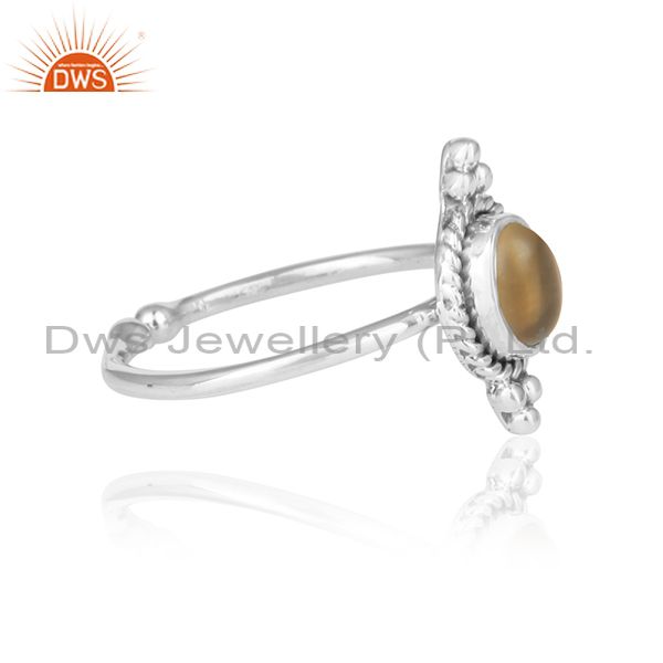 Designer handmade oxidized silver 925 ring with natural citrine