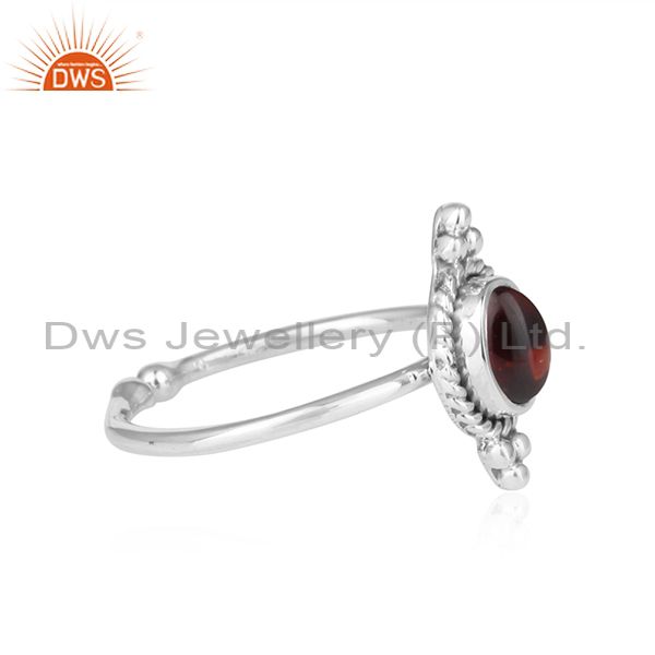 Exporter Natural Garnet Gemstone Oxidized 925 Sterling Silver Ring Jewelry