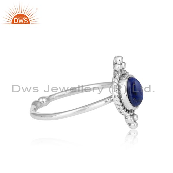 Exporter Lapis Lazuli Gemstone Antique Oxidized 92.5 Silver Rings Jewelry