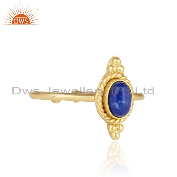 Exporter Lapis Lazuli Gemstone Designer Silver Gold Plated Stackable Rings