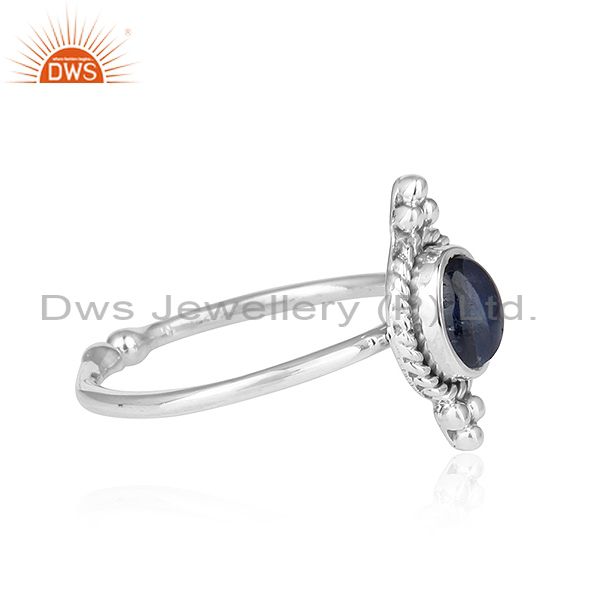 Exporter Blue Sapphire Gemstone Oxidized Sterling Silver Antique Rings