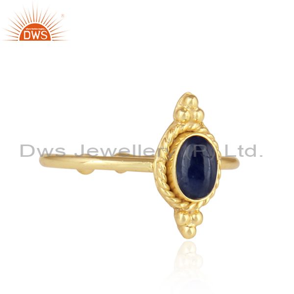 Exporter Blue Sapphire Designer Gold Plated 92.5 Silver Satckable Rings