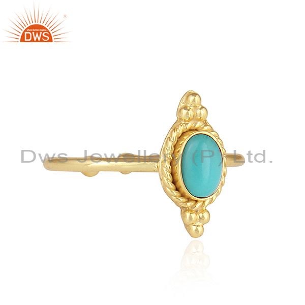 Exporter Arizona Turquoise Gemstone Stackable Gold Plated 925 Silver Rings