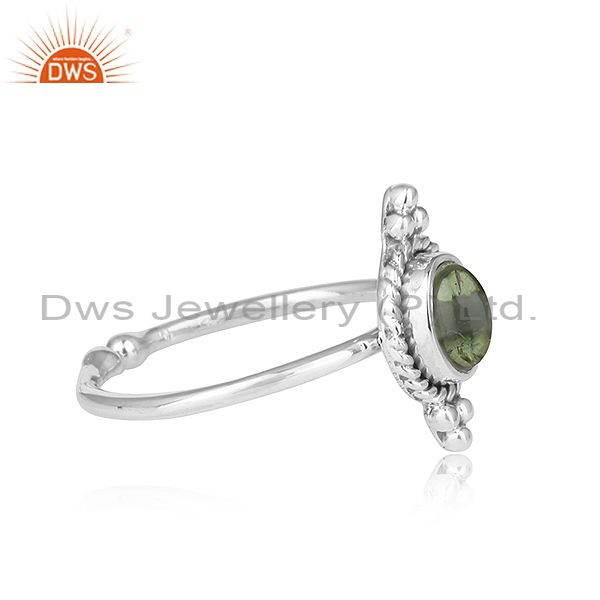 Exporter Green Tourmaline Gemstone Antique Design Oxidized Silver Rings