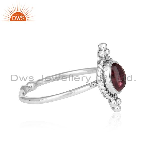 Exporter Pink Tourmaline Gemstone Oxidized Sterling Silver Ring Jewelry