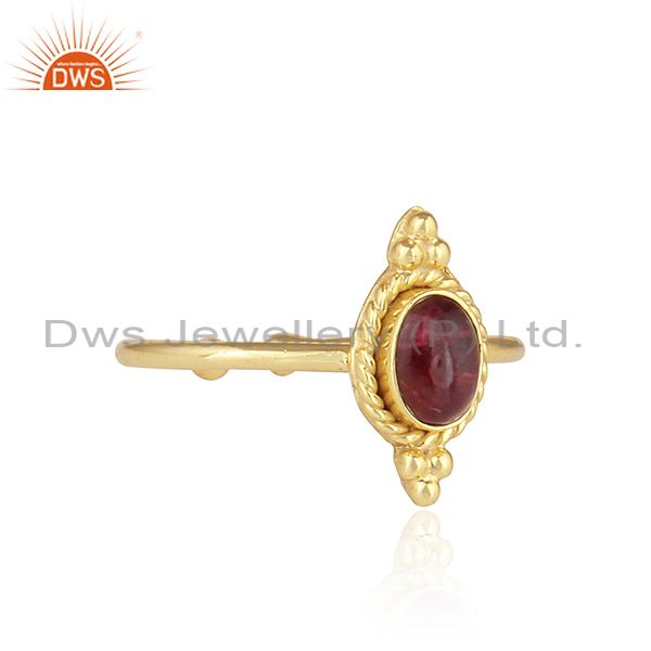 Exporter Pink Tourmaline Gemstone Gold Plated 92.5 Silver Stackable Rings