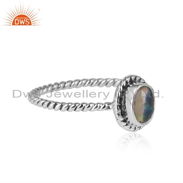 Ethiopian opal gemstone oxidized 925 silver handmade rings jewelry