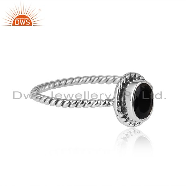 Natural black onyx gemstone designer oxidized 925 silver rings