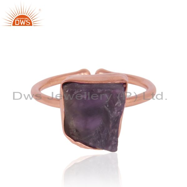 Handcrafted bold organic amethyst ring in yellow gold on silver