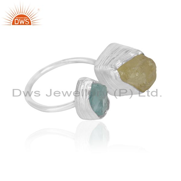 Aquamarine lemon topaz gemstone 925 sterling silver girls rings