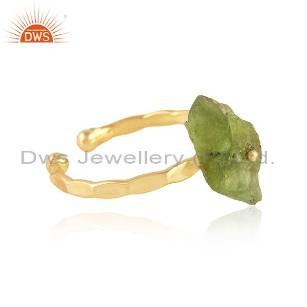 Exporter Handmade Gold Plated Designer 925 Silver Peridot Gemstone Rings
