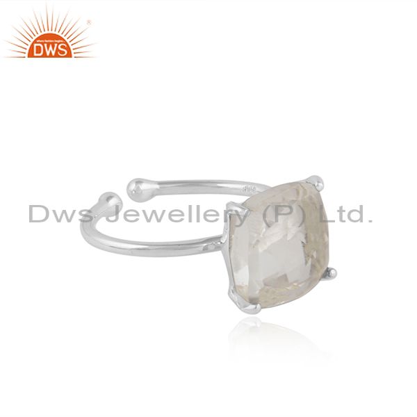 Crystal quartz gemstone handmade sterling silver designer rings