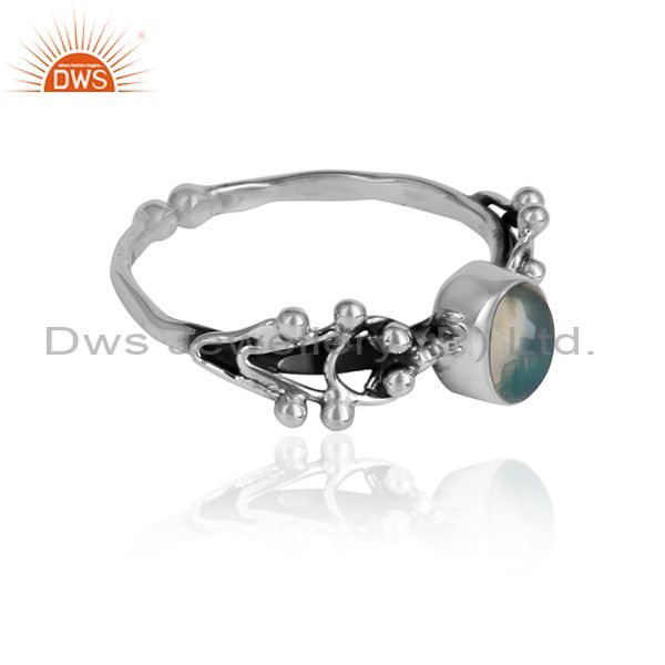 Ethiopian opal gemstone girls oxidized 925 silver designer rings