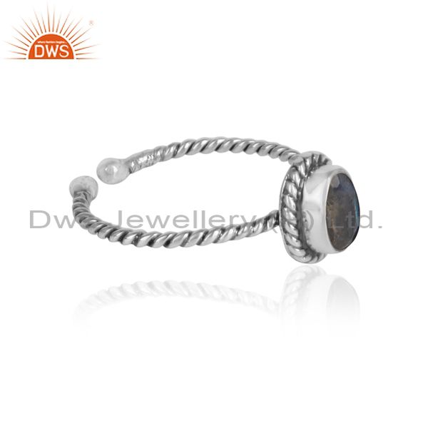 Labradorite gemstone handmade twisted oxidized 925 silver rings