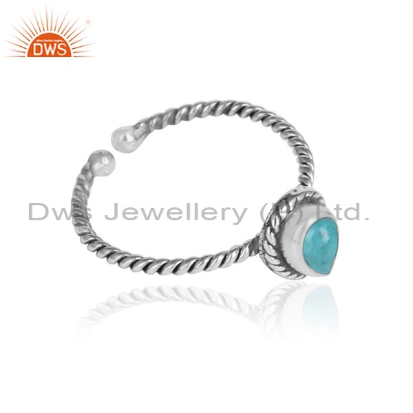 Arizona turquoise gemstone twisted design 925 silver ring jewelry