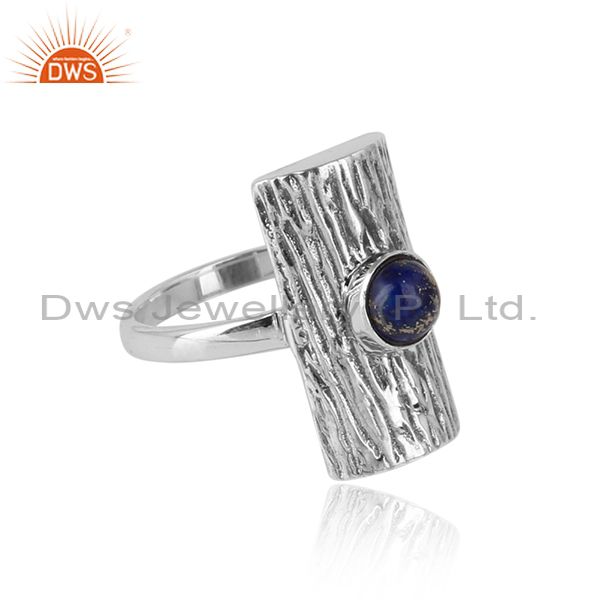 Lapis lazuli gemstone oxidized 925 sterling silver designer rings