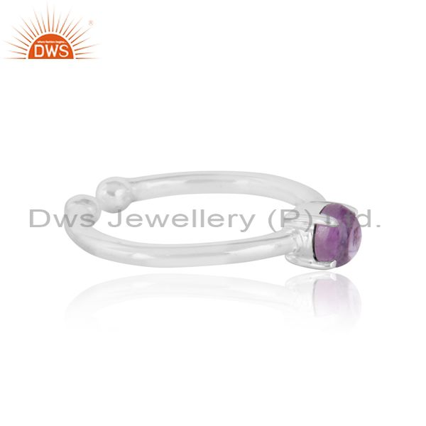 Elegant Dainty Solitaitre Ring In Silver 925 With Amethyst