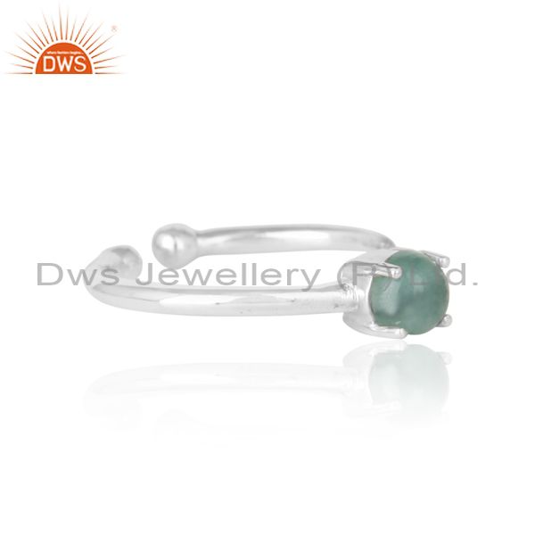 Elegant Dainty Solitaitre Ring In Silver 925 With Emerald
