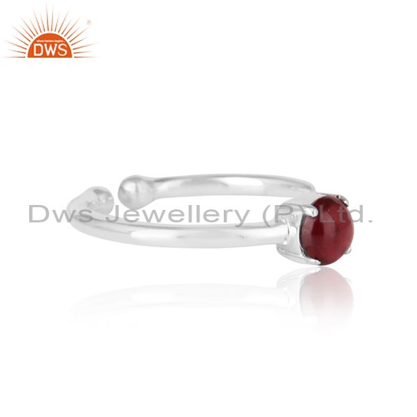 Elegant Dainty Solitaitre Ring In Silver 925 With Garnet