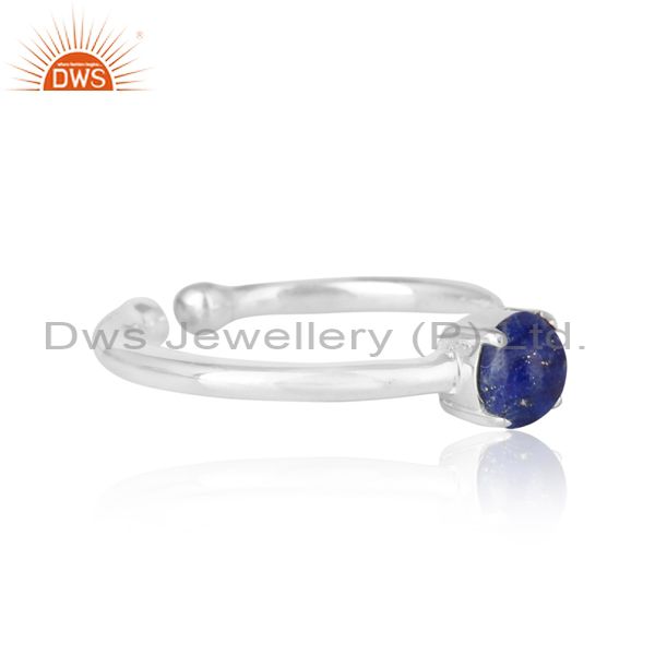 Elegant Dainty Solitaitre Ring In Silver 925 With Lapis