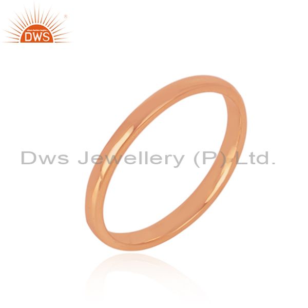 Classic Plain Band Ring In Rose Gold On Silver 925