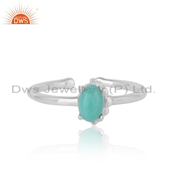 Handcrafted Dainty Ring In Silver 925 With Arizona Turquoise