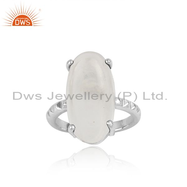 Designer handtextured bold sterling silver ring with crystal quartz