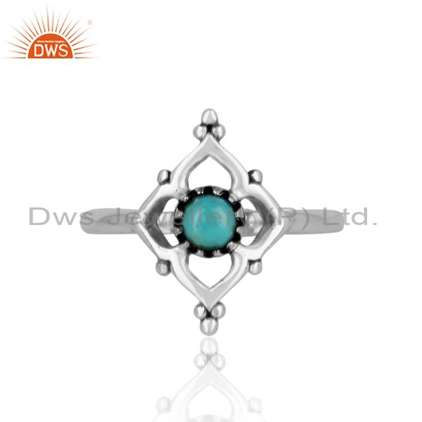 Handmade designer arizona turquoise ring in oxidized silver 925