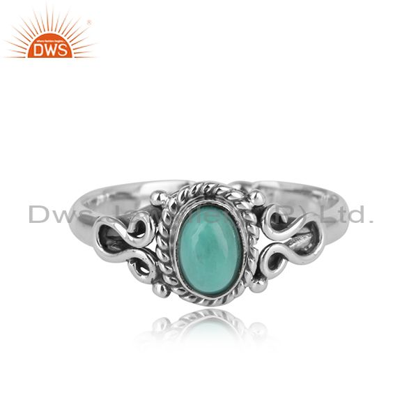 Handcrafted designer arizona turquoise ring in oxidized silver 925
