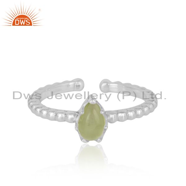 Designer textured dainty sterling silver 925 ring with peridot