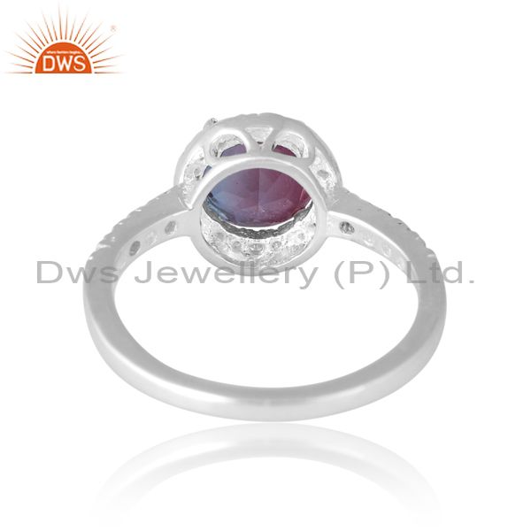 Silver Ring With Bio Alexandrite Doublet And Cubic Zirconia