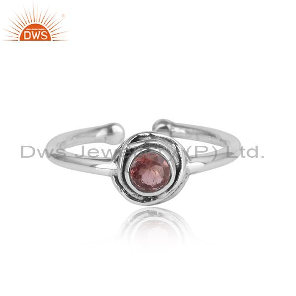 Handcrafted design oxidized silver 925 riing with pink tourmaline