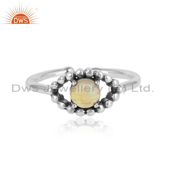 Designer handmade oxidized silver 925 ring with ethiopian opal