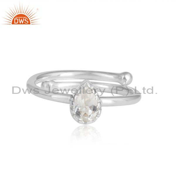 Crystal Quartz Cut Sterling Silver White Ring